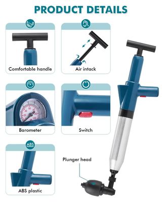 Plunger igienico manuale multifunzione in acciaio inossidabile per la pulizia sostenibile degli scarichi