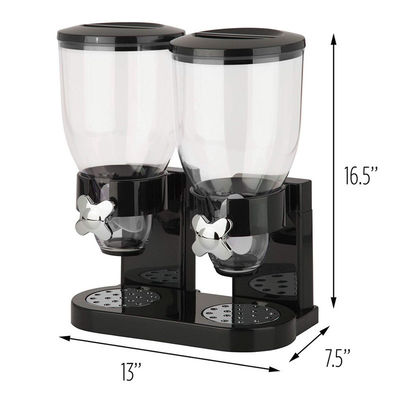 Dispensatore di cereali a doppia estremità in plastica verticale 2L Dispensatore di cereali a doppia tazza