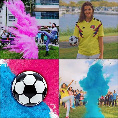 Baby Boy Girl Shower Party Supplies Rivelare il Genere Calcio con Polvere Blu e Rosa