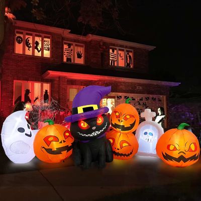 Plastico per Halloween zucca gonfiabile Tombstone zucche con LED Perfetto per Halloween