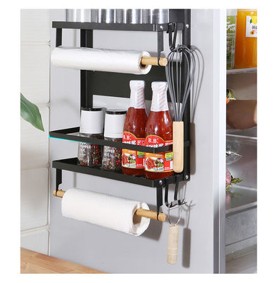 Organizzatore magnetico per frigorifero a 4 livelli per porta asciugamani in carta da cucina 5 ganci e capacità di 2,6 kg