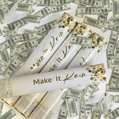 Confetti di denaro forniture di festa a mano Confetti cannone con logo personalizzato bottiglia di ferro