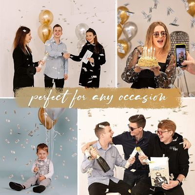 Confetti di denaro forniture di festa a mano Confetti cannone con logo personalizzato bottiglia di ferro