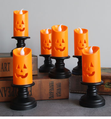 Decorazioni per Halloween Portacandeli a zucca LED Luci notturne Lampade da candelabro Ornamenti 8*12cm