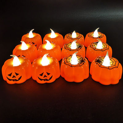 Decorazioni per Halloween Portacandeli a zucca LED Luci notturne Lampade da candelabro Ornamenti 8*12cm