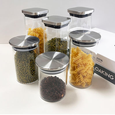 Vaso di vetro con coperchio in acciaio inossidabile per conservare frutta secca, snack e altro in cucina