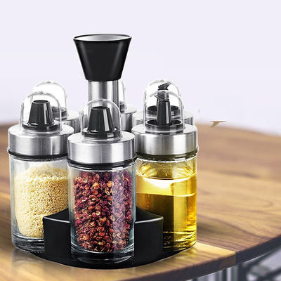 1Dispensatore di aceto di olio da 5 kg con porta rotante 360 e bottiglie in acciaio inossidabile