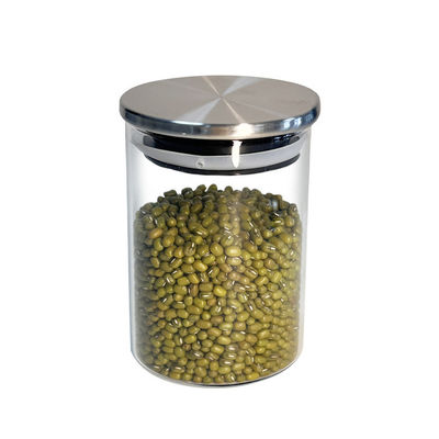 Vaso di vetro con coperchio in acciaio inossidabile per conservare frutta secca, snack e altro in cucina