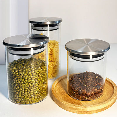 Vaso di vetro con coperchio in acciaio inossidabile per conservare frutta secca, snack e altro in cucina