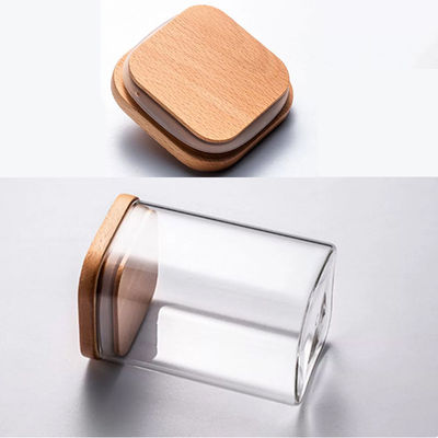 Contenitore per la conservazione degli alimenti di design moderno con coperchio in legno di bambù 300ml 500ml Vaso di vetro con spezie