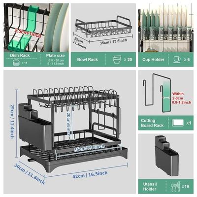 85*32*15cm Rack organizzatore per asciugatura sostenibile e igienica dei piatti