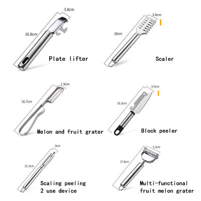 304 Stainless Steel Set di gadget da cucina 6 in 1 per l'accoppiamento di frutta e di verdura