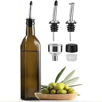 Grizzler per olio in vetro verde 500 ml per cucina con canale versatore in acciaio inossidabile