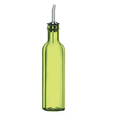 Grizzler per olio in vetro verde 500 ml per cucina con canale versatore in acciaio inossidabile