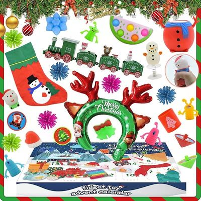 24pcs calendario natalizio avvento scatola cieca cartone animato fidget squishy giocattolo per bambini set di giocattoli