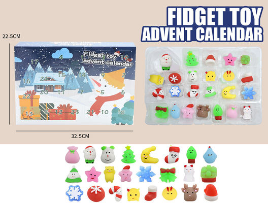 24pcs calendario natalizio avvento scatola cieca cartone animato fidget squishy giocattolo per bambini set di giocattoli