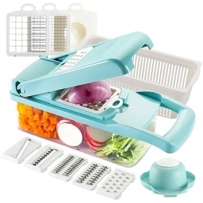 Logo personalizzato Acciaio inossidabile 8 lame Patata Cipolla Chopper alimentare Mandolina Tagliatrice di verdure