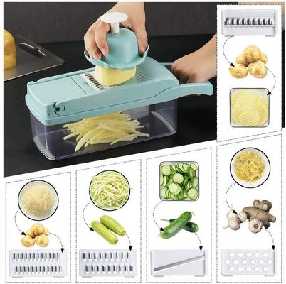 Logo personalizzato Acciaio inossidabile 8 lame Patata Cipolla Chopper alimentare Mandolina Tagliatrice di verdure