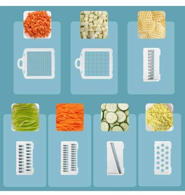 Logo personalizzato Acciaio inossidabile 8 lame Patata Cipolla Chopper alimentare Mandolina Tagliatrice di verdure