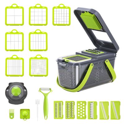 22pcs Slicer di verdura Dicer con maniglia del cestino di scarico e tagliatore di mandolina sostenibile