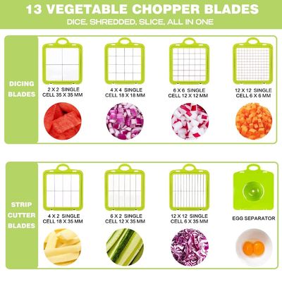 22pcs Slicer di verdura Dicer con maniglia del cestino di scarico e tagliatore di mandolina sostenibile