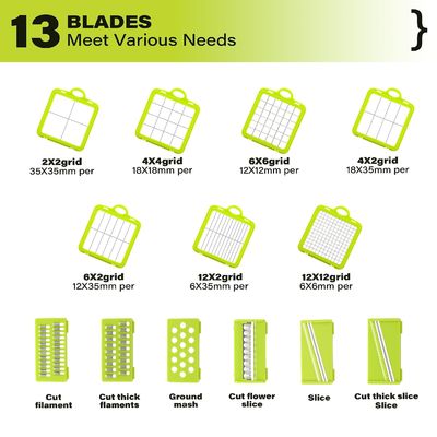 22pcs Slicer di verdura Dicer con maniglia del cestino di scarico e tagliatore di mandolina sostenibile
