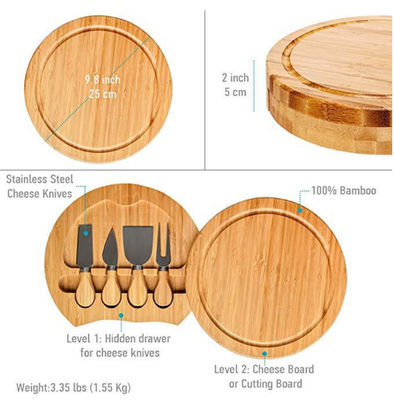 22.5*22.5*3.5cm Set di tabelloni di formaggio in bambù in legno per OEM/ODM Supportato