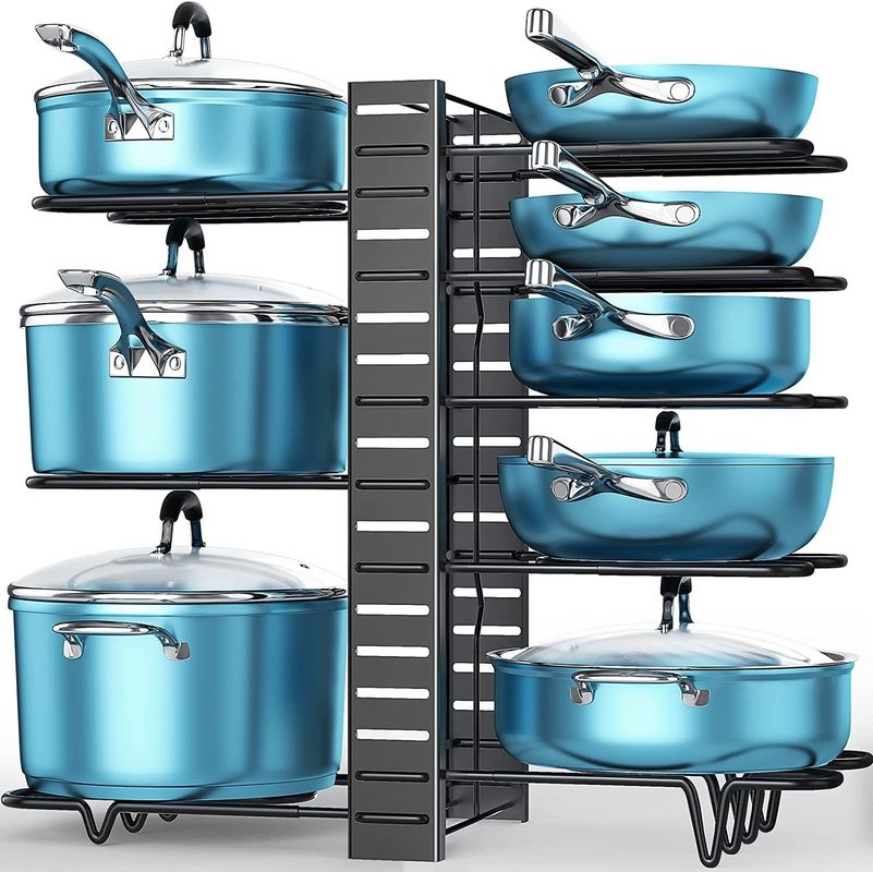 Cucina regolabile Arredamento vaso e organizzatore di padelle 8 livello Rack con 3 metodi fai-da-te