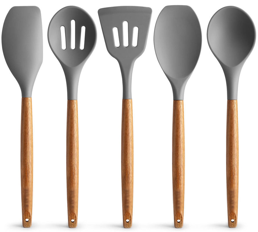 Set di utensili da cucina ad alta temperatura per cucina 5 pezzi non appiccicoso cucchiaio di spatola di silicone