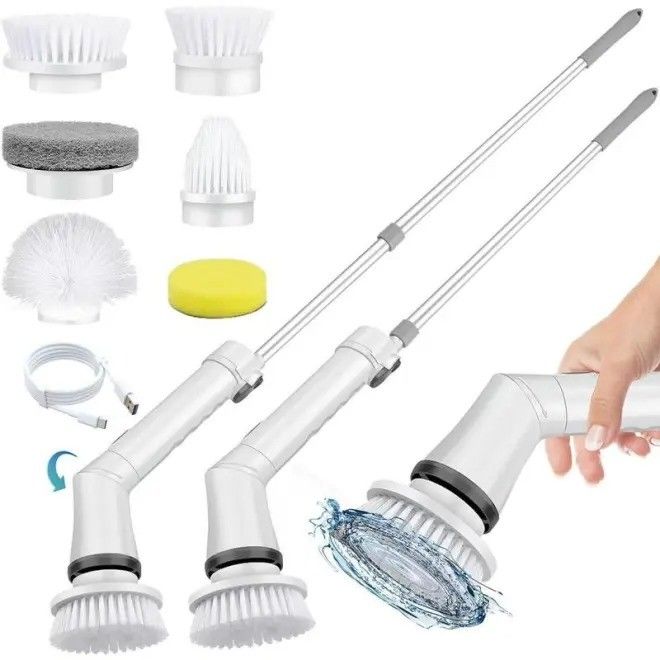 Spazzola di pulizia elettrica in plastica bianca Set Top Vendita Spazzolante per pulizia profonda