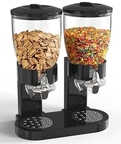 Dispensatore di cereali a doppia estremità in plastica verticale 2L Dispensatore di cereali a doppia tazza