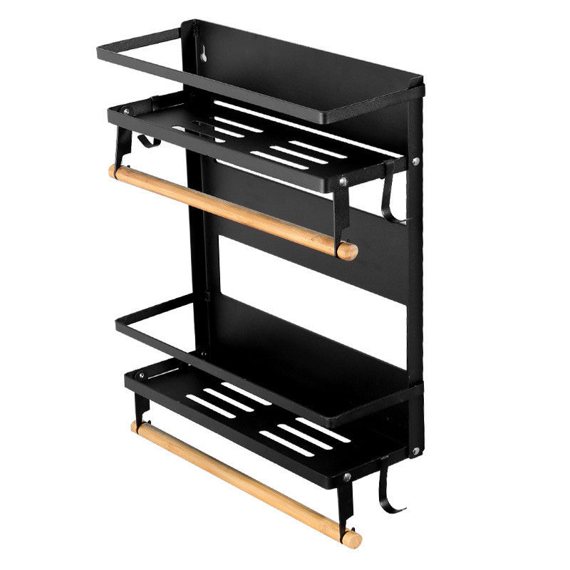 Organizzatore magnetico per frigorifero a 4 livelli per porta asciugamani in carta da cucina 5 ganci e capacità di 2,6 kg