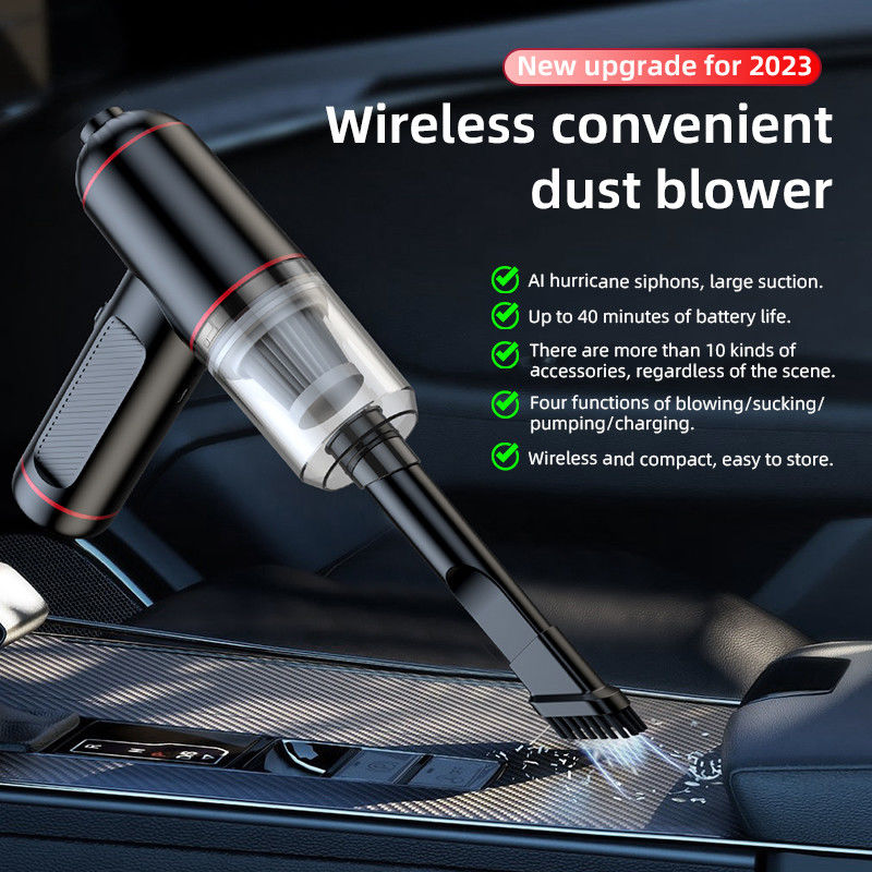 Potente aspirapolvere per auto 4 in 1 con luci a LED a aspirazione 6000PA e fonte di alimentazione USB