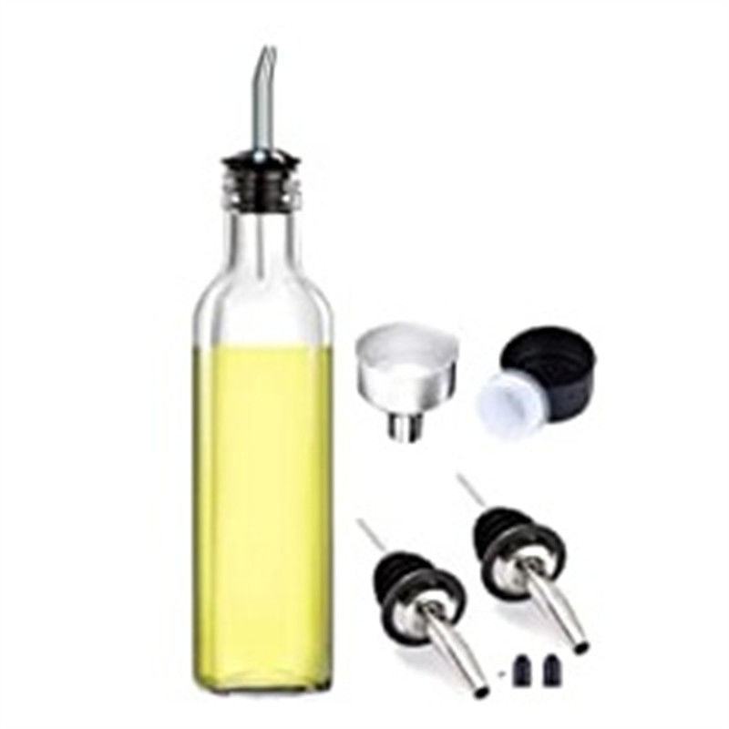 Grizzler per olio in vetro verde 500 ml per cucina con canale versatore in acciaio inossidabile