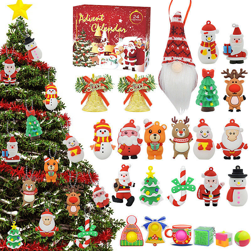 24pcs calendario natalizio avvento scatola cieca cartone animato fidget squishy giocattolo per bambini set di giocattoli